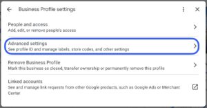 Step 2 -Finding the advanced settings for ask for me on google business profile - DC DiGiTAL PRO.